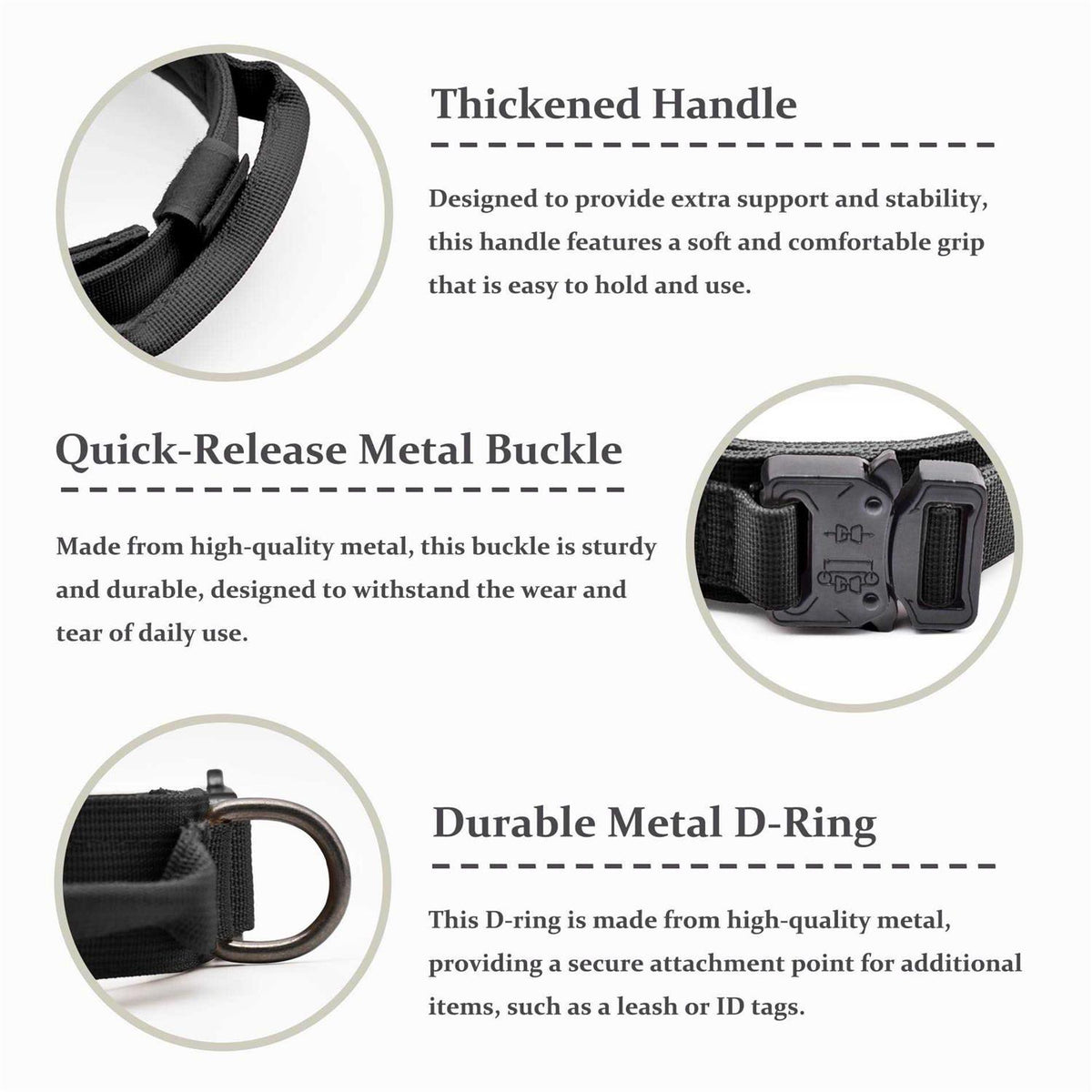 Adjustable Nylon Tactical Dog Collar with Control Handle D640
