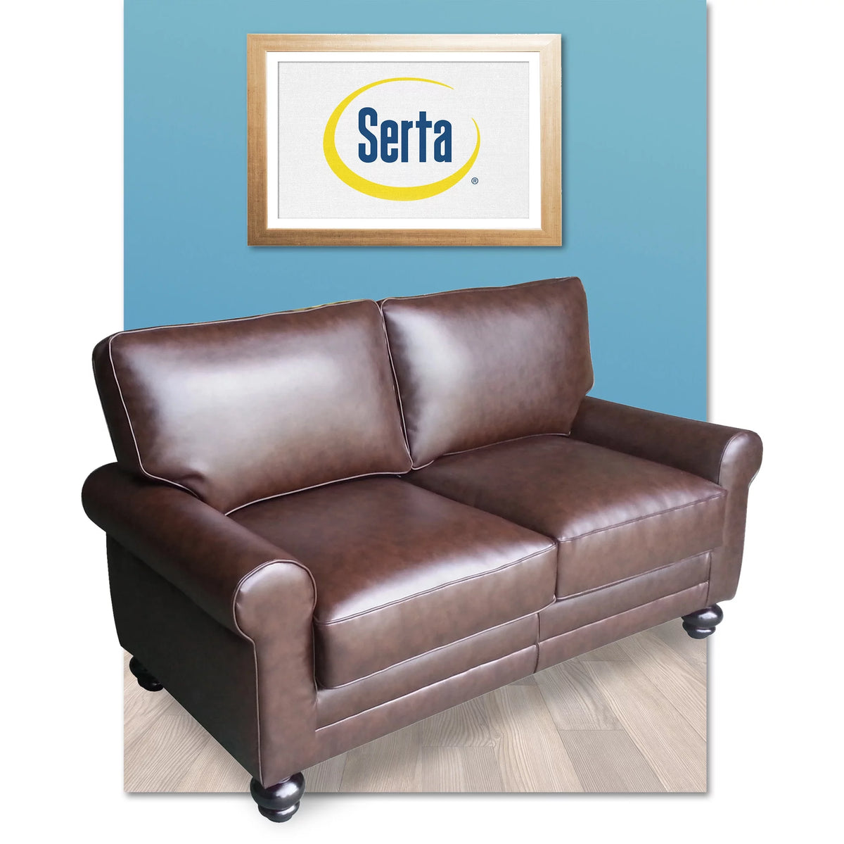 Chestnut Brown Leather Loveseat S5626