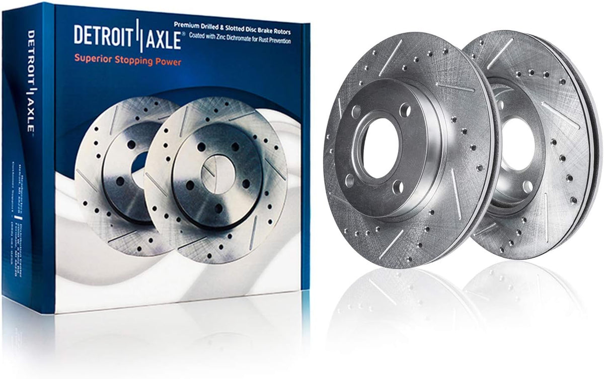 Front Drilled & Slotted Rotors Brake Calipers Ceramic Brake Pads 8pc Set X82469