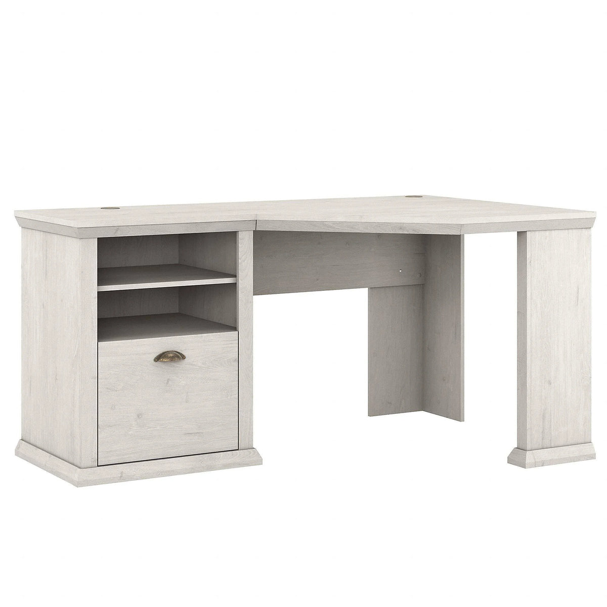 Linen White Oak Corner Desk with Storage J5290