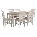7 Piece Dining Set in White and Light Brown Z695994