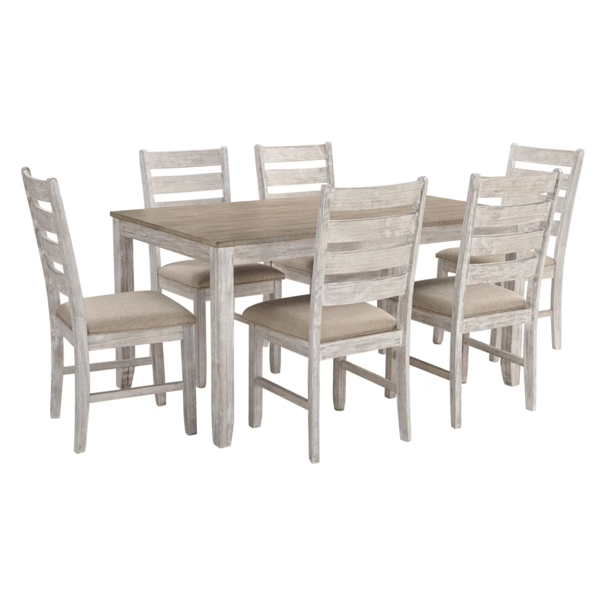 7 Piece Dining Set in White and Light Brown Z695994