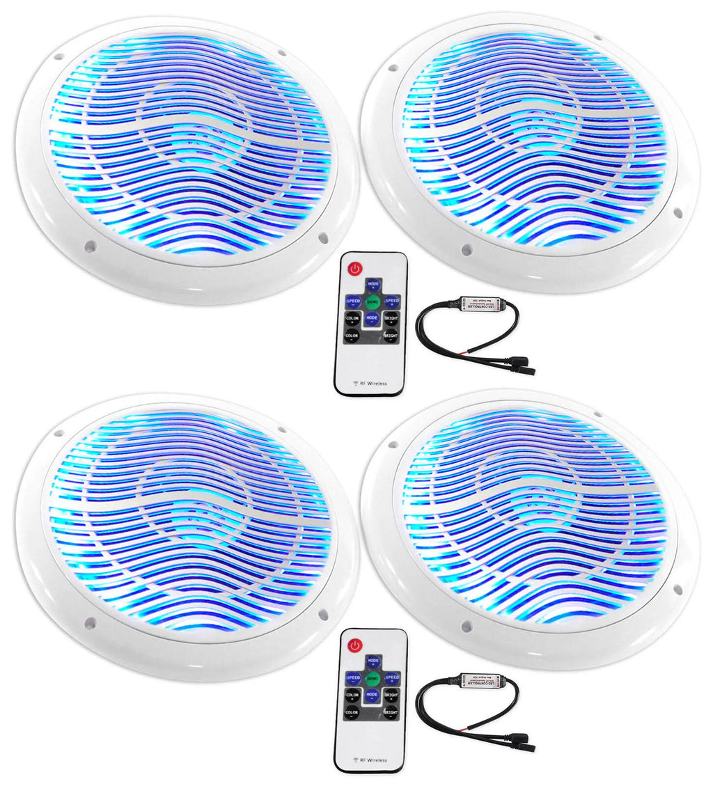 White Marine Speakers with Multi Color LED and Remote B39380