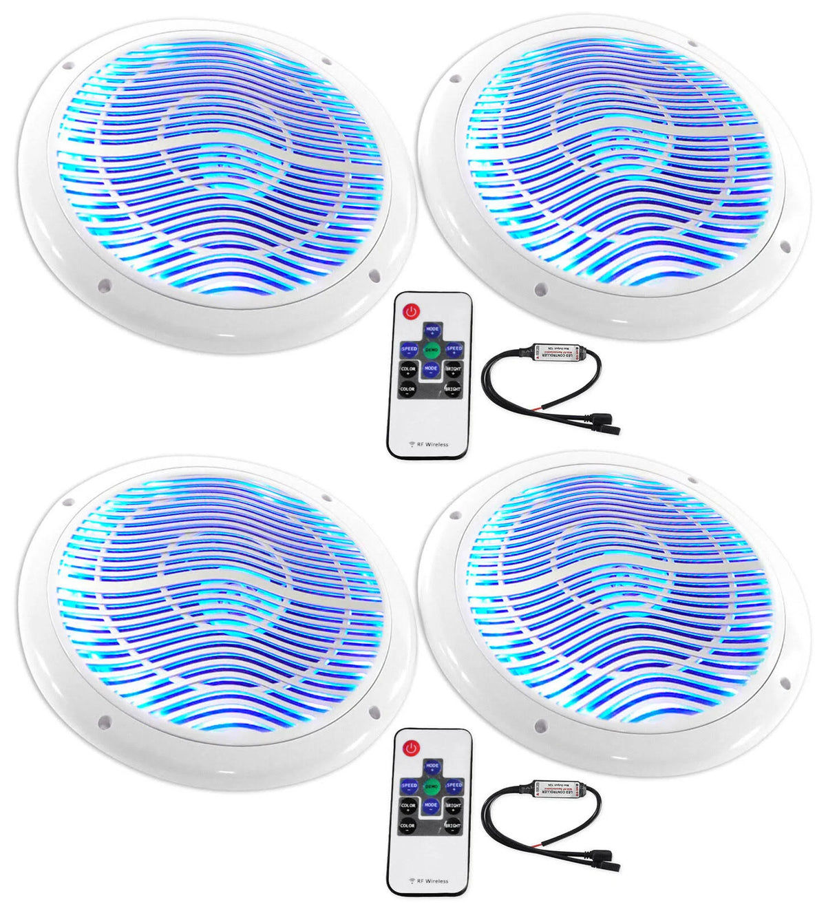 White Marine Speakers with Multi Color LED and Remote B39380