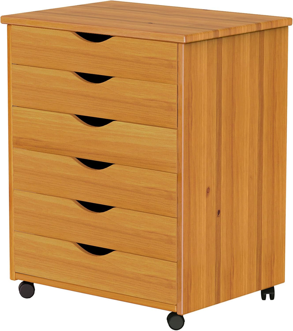 6 Drawer Wide Roll Cart, Medium Pine, Pack of 2 G352158
