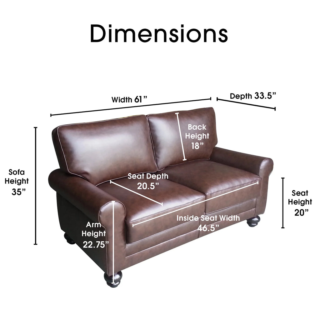 Chestnut Brown Leather Loveseat S5626