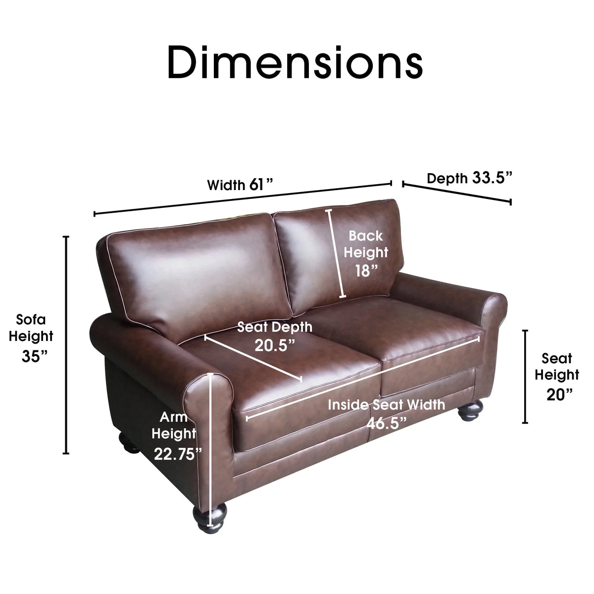 Chestnut Brown Leather Loveseat S5626