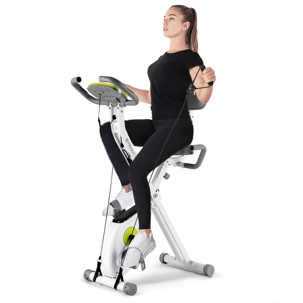 Folding Upright Cycling Exercise Bike with Backrest Magnetic Resistance Q174