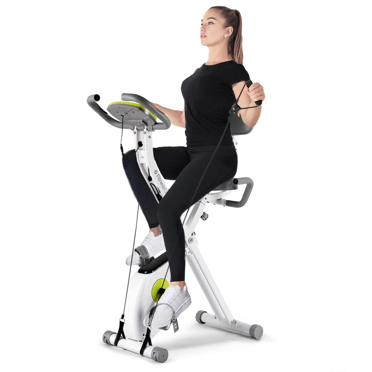 Folding Upright Cycling Exercise Bike with Backrest Magnetic Resistance Q174