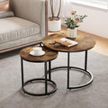 Set of 2 Round Wood Grain Coffee Table E236