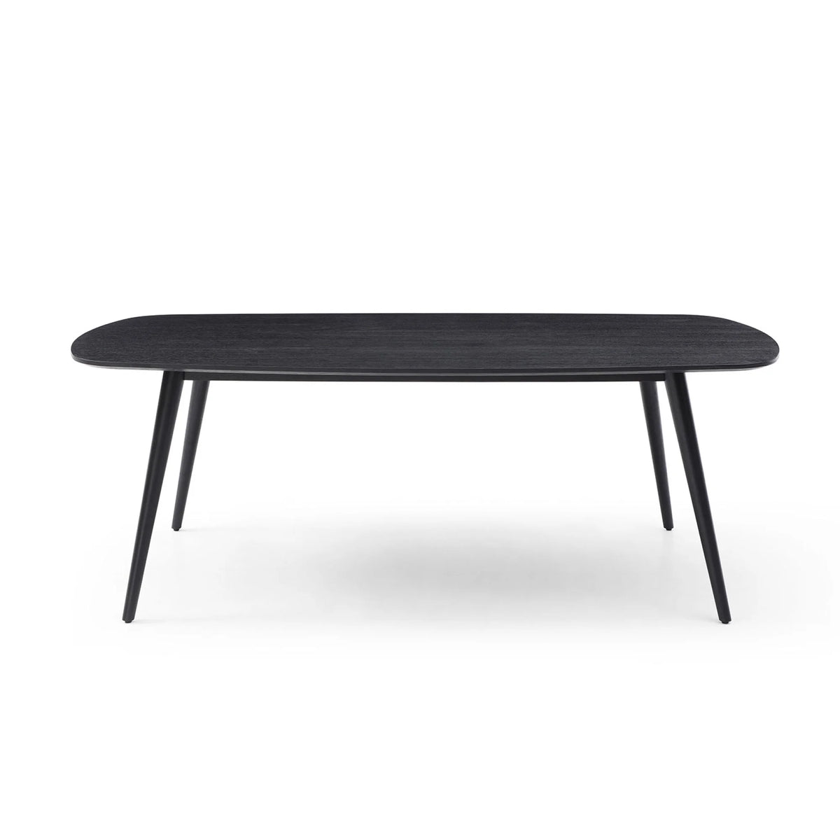 Rectangular Dining Table Black Oak Finished Ash Veneer Top 8 Persons H479