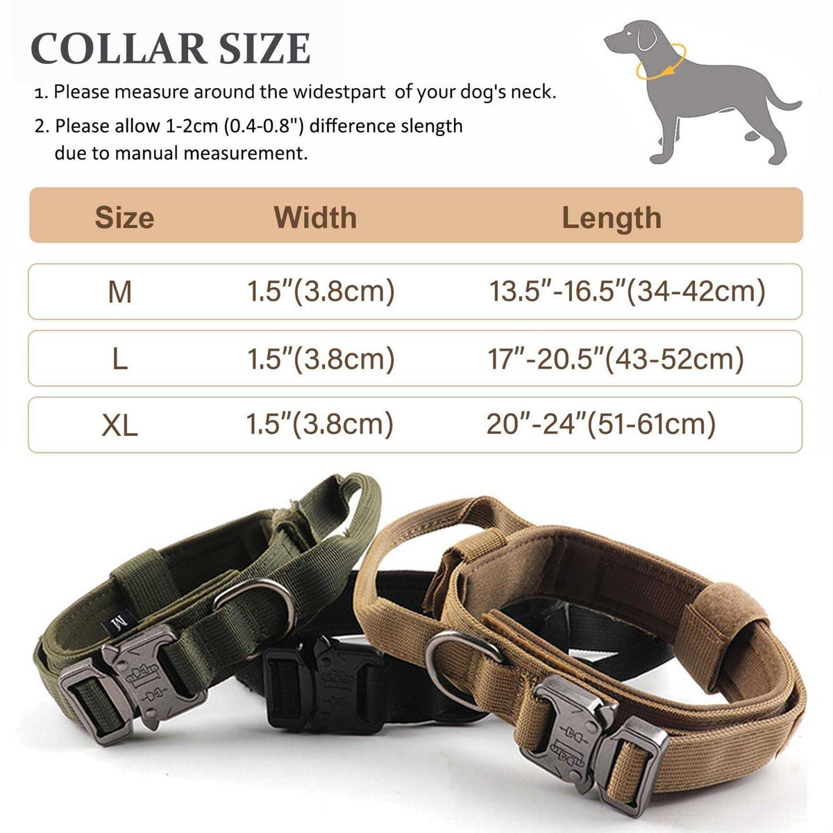 Adjustable Nylon Tactical Dog Collar with Control Handle D640