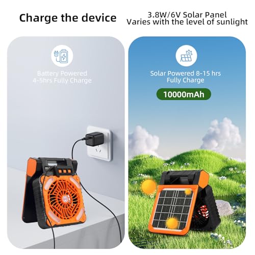 20000mAh Rechargeable Solar Fan with LED Light Q24778