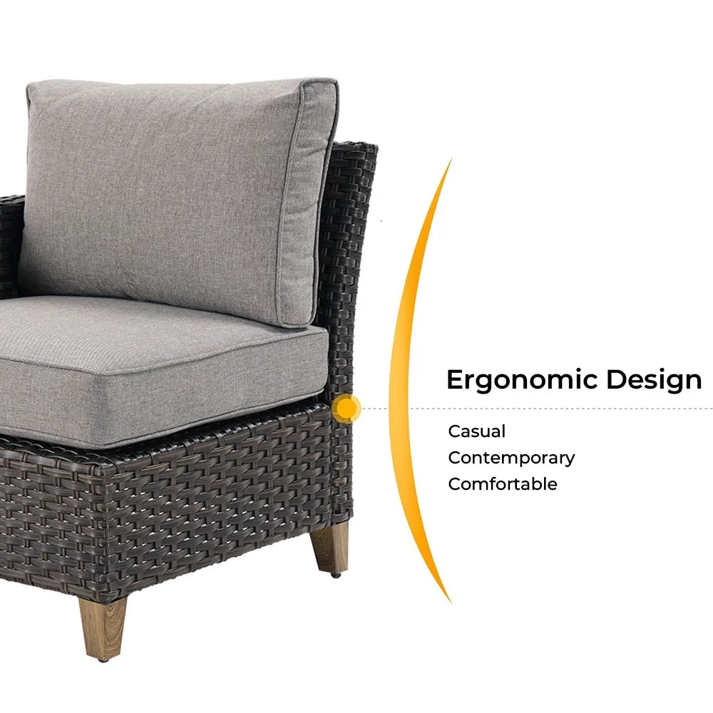 Gray Wicker Right Arm Sofa C196031