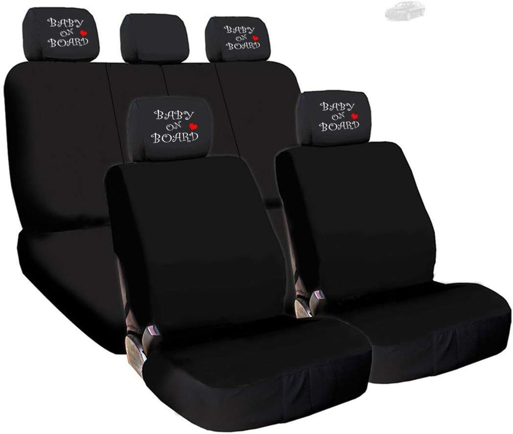 Black Flat Cloth Universal Fit Car Seat Covers with Headrest Covers F505