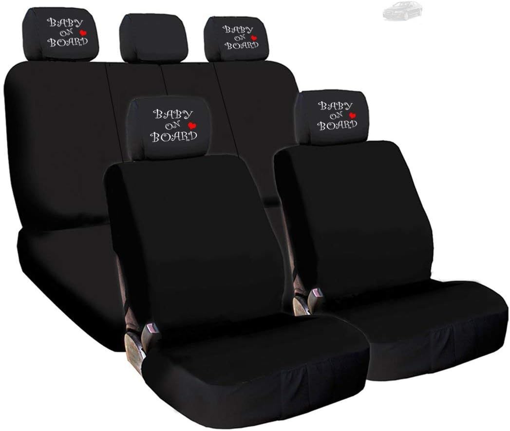 Black Flat Cloth Universal Fit Car Seat Covers with Headrest Covers F505