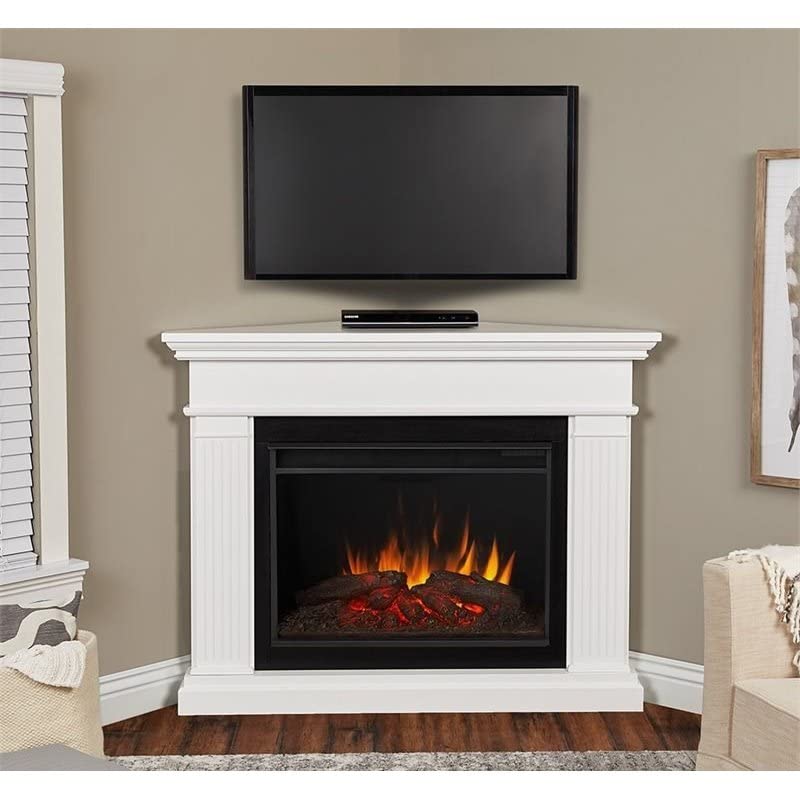 White Corner Electric Fireplace Mantel Heater with Remote Control P437704