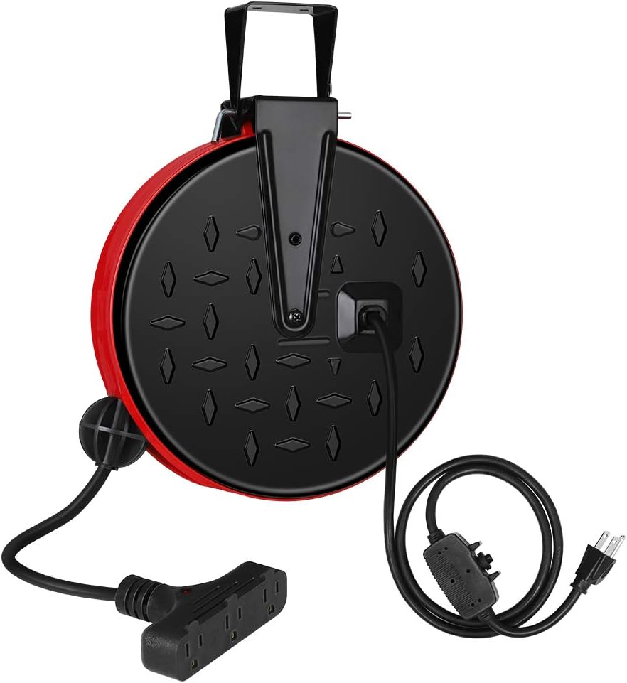30 Ft Retractable Extension Cord Reel with 3 Outlets A191