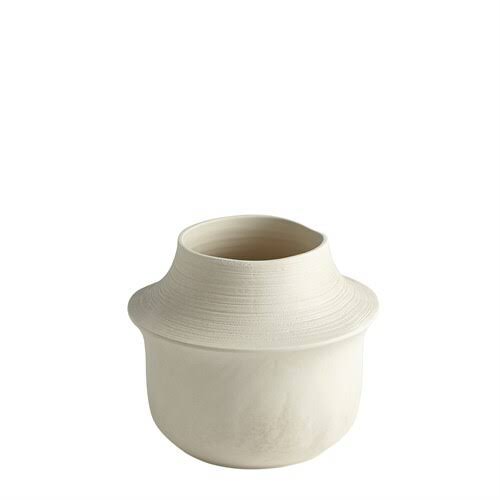 Matte Cream Marble Low Vase M16438
