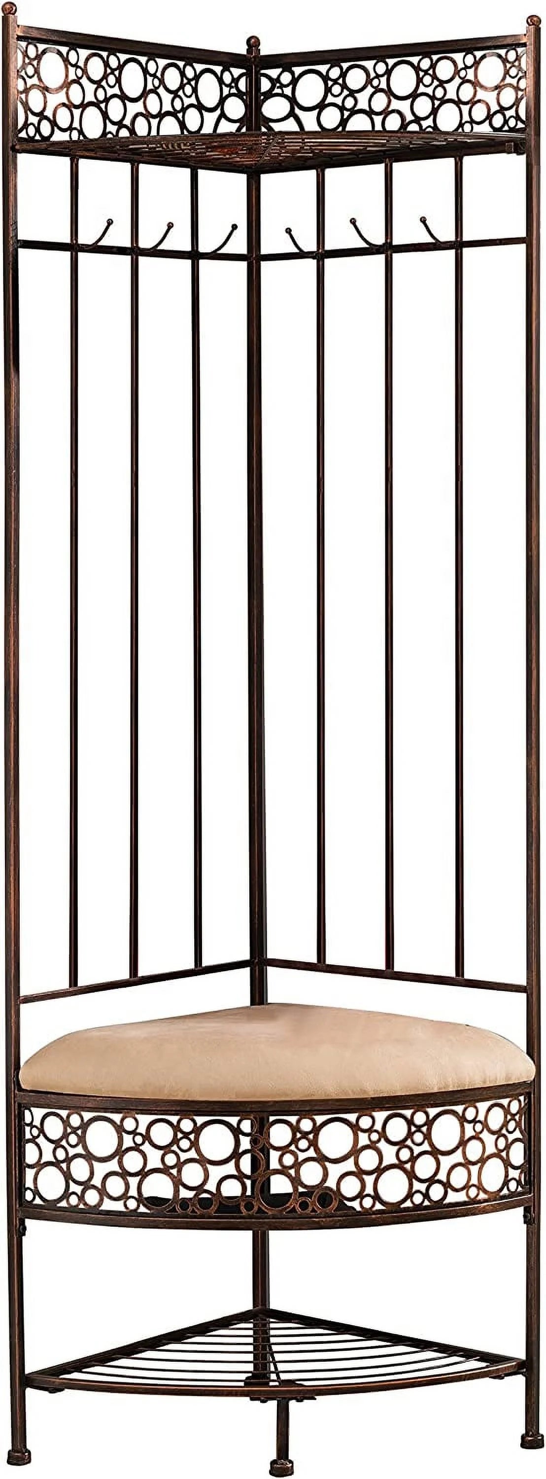 Brushed Copper Metal Storage Bench with Coat Rack L8860