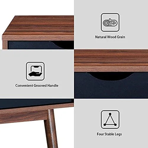 Mid Century Desk with Drawers & Solid Wood Legs L557367