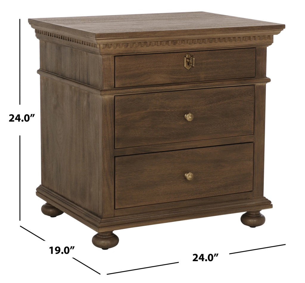 Brown 3 Drawer Nightstand U66699
