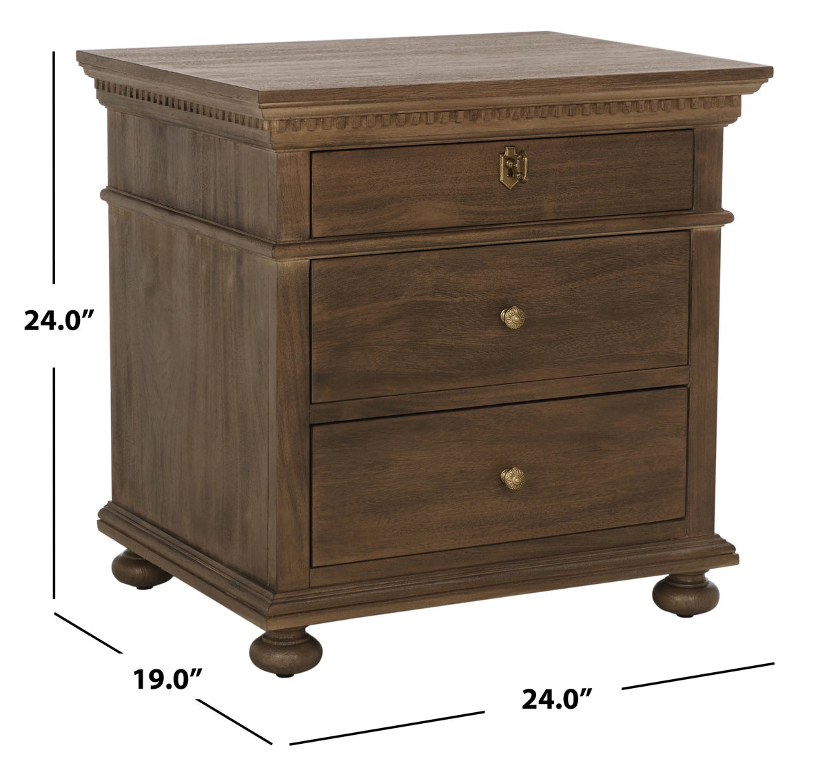 Brown 3 Drawer Nightstand U66699