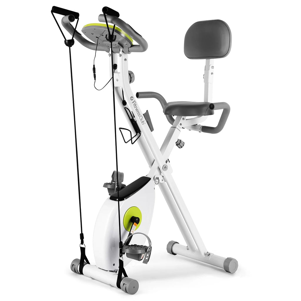 Folding Upright Cycling Exercise Bike with Backrest Magnetic Resistance Q174