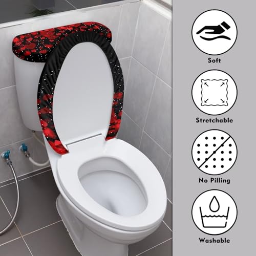 Christmas Bow Bell Toilet Tank Lid Cover and Toilet Seat Lid Cover 2 Pcs Set R349643
