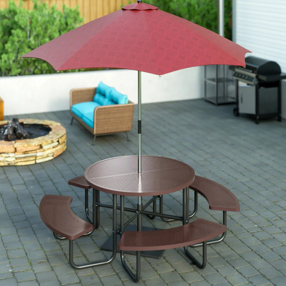 Brown Round Portable Picnic Table R907