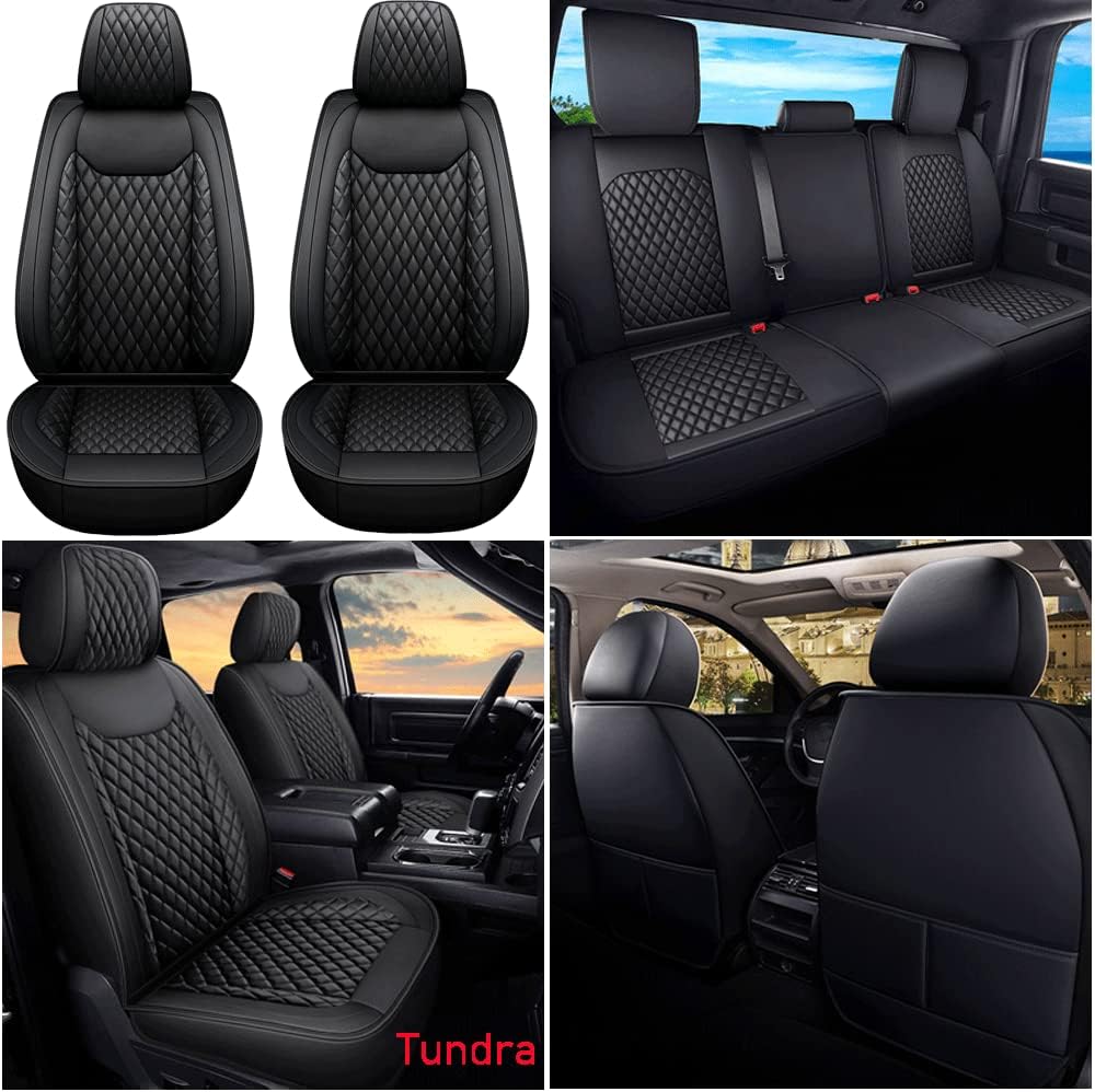 Black Waterproof Leather Car Seat Covers Full Set E5193