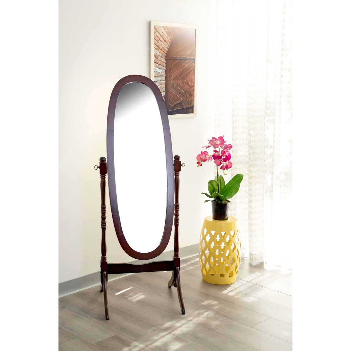 Oval Merlot Cheval Mirror with Stand K9752
