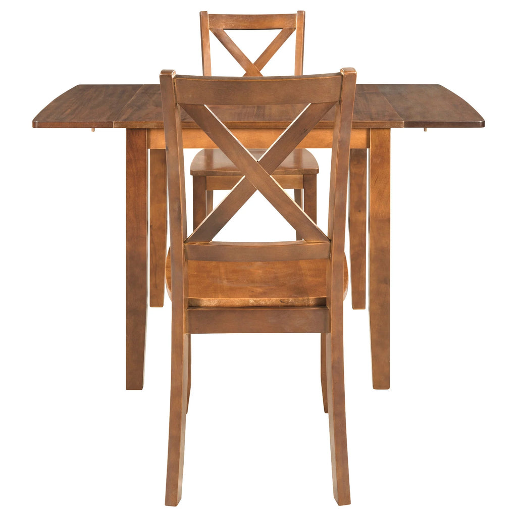 3-Piece Wood Drop Leaf Dining Table Set with 2 Chairs J4299