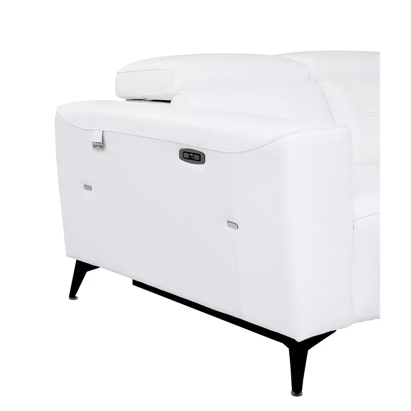 White Italian Leather Power Recliner Sofa T553