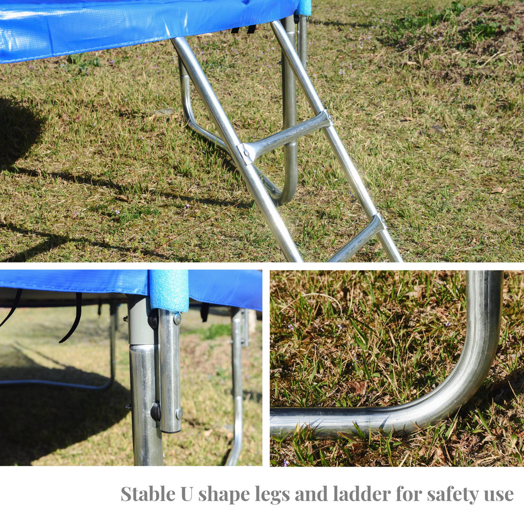 Large 2-IN-1 Trampoline with Hoop, High Density Net, 4 Steel Support Q291