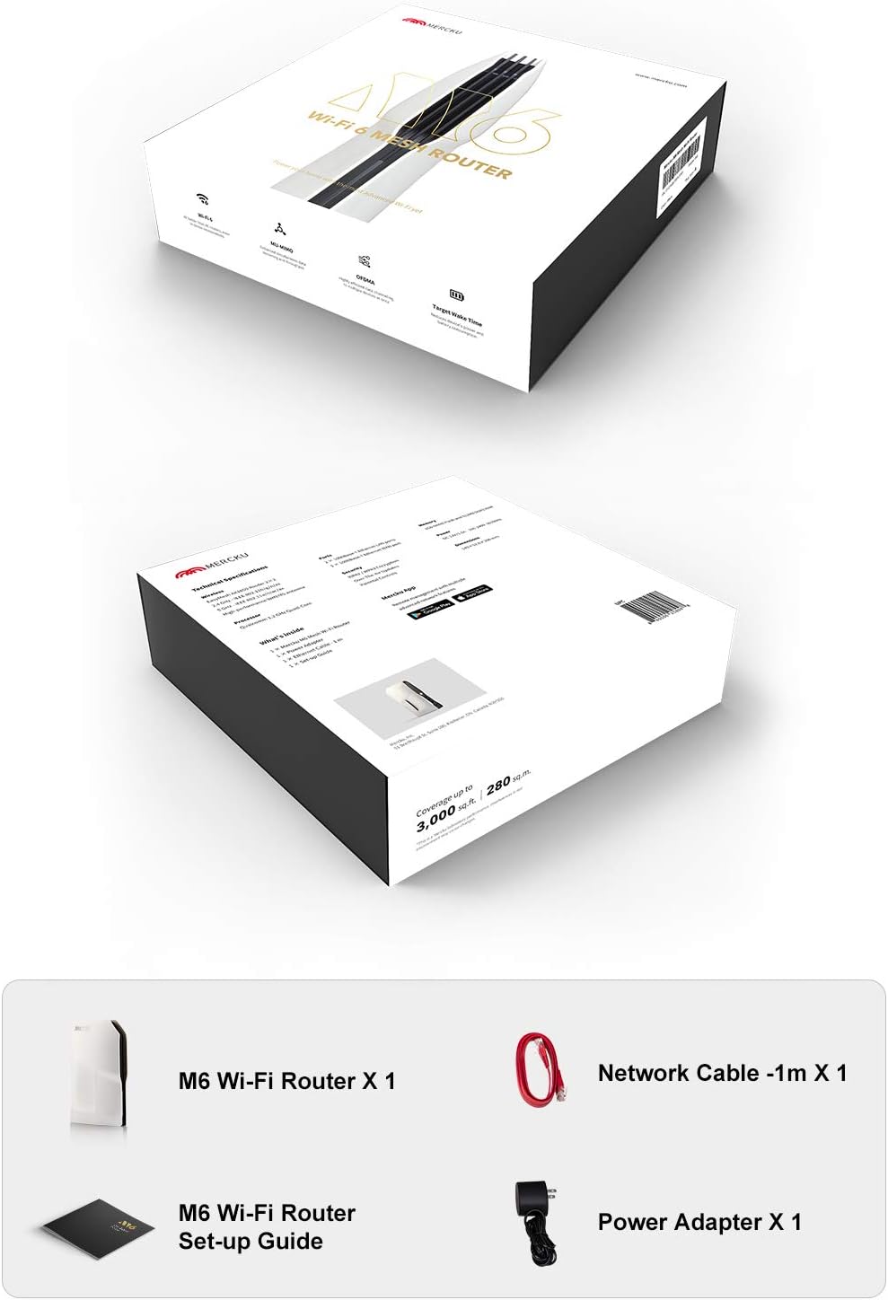 Mesh Wi-Fi 6 Router, 1 Pack, Dual-Band Gigabit, Pearl White P337791