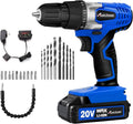 20V MAX Cordless Drill Set with Battery and Charger, 3/8 inches Keyless Chuck, 22pcs Drill Bits, Pack of 2 L4208