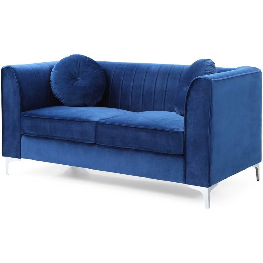 Navy Blue Velvet Loveseat S3758