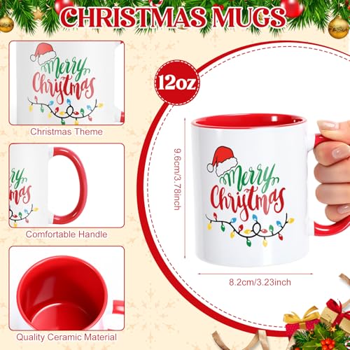6 Sets Pink Ceramic Christmas Mugs 12 oz Y34986