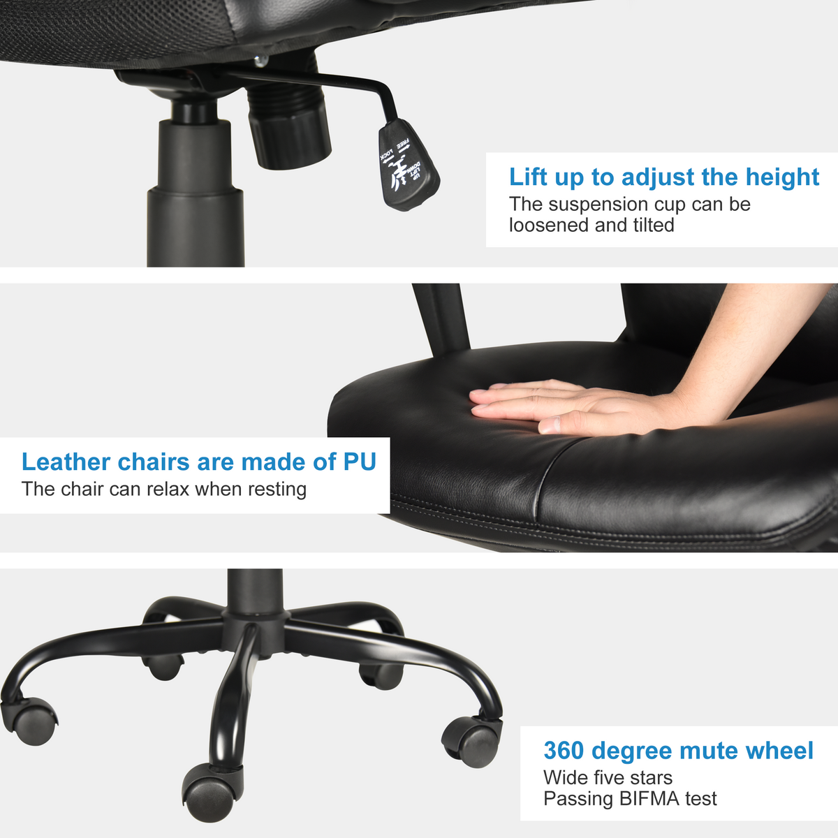 Black PU Leather Adjustable Swivel Office Desk Chair G21685