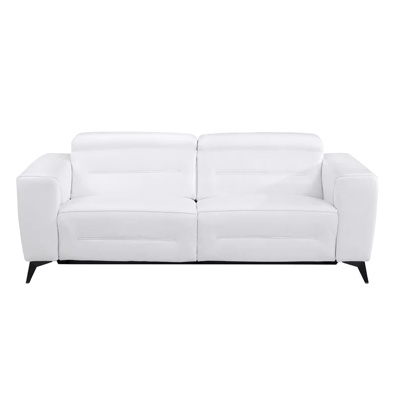 White Italian Leather Power Recliner Sofa T553
