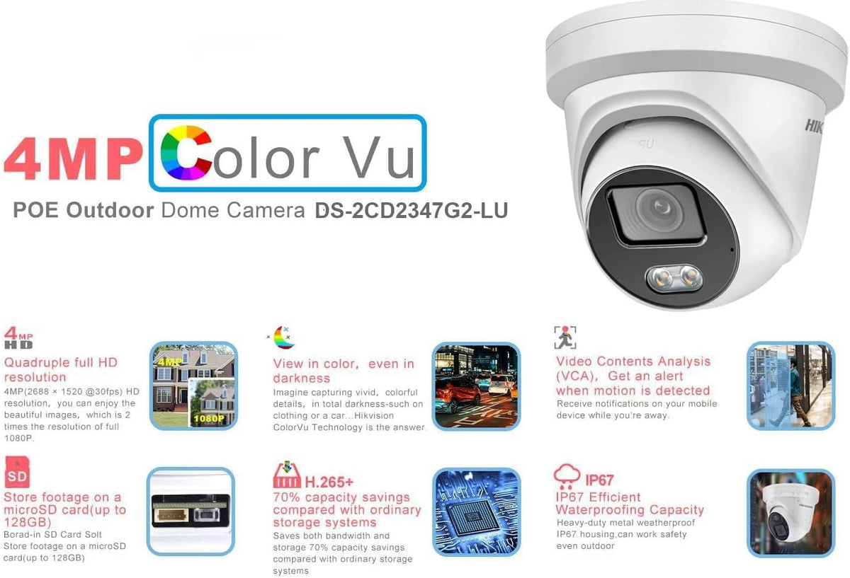 4MP ColorVu IP Turret Dome Camera with Mic N82825