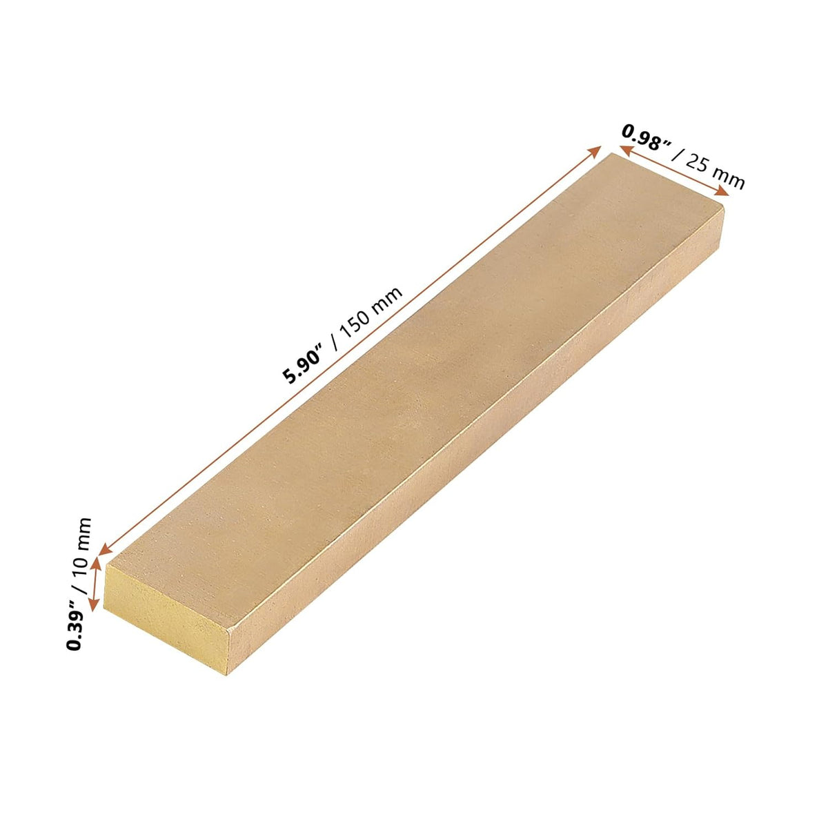 2 Pcs 0.39 x 1 x 6 Inch Brass Flat Bar Stock V883162
