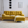 Yellow Velvet 3 Seater Sectional Sofa with Chaise E91262