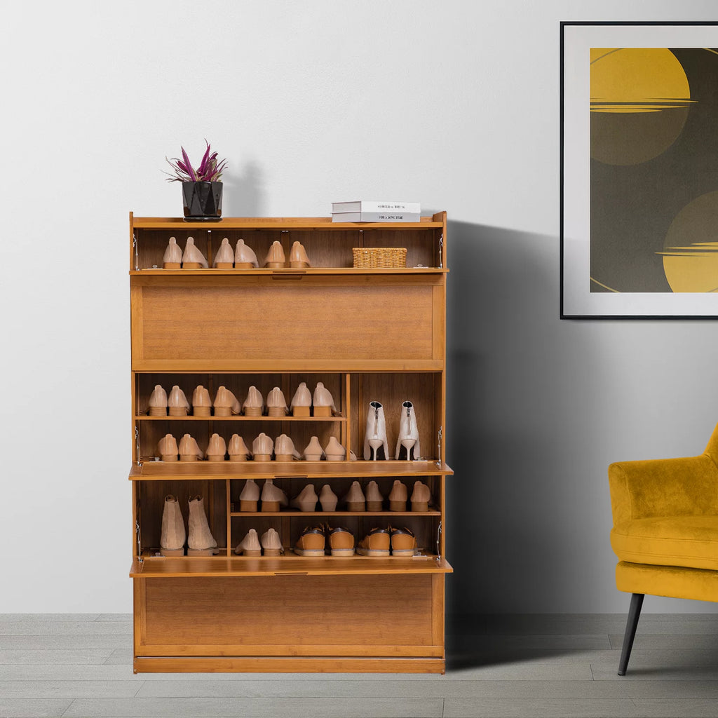 Bamboo 9 Tier Shoe Organizer Cabinet with Door O284885