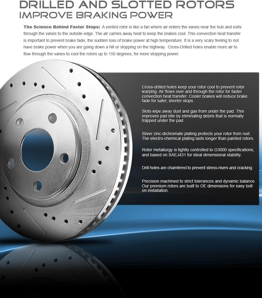 FRONT 330mm Drilled & Slotted 5 Lug Rotors Y6023