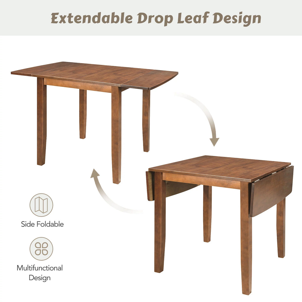 3-Piece Wood Drop Leaf Dining Table Set with 2 Chairs J4299