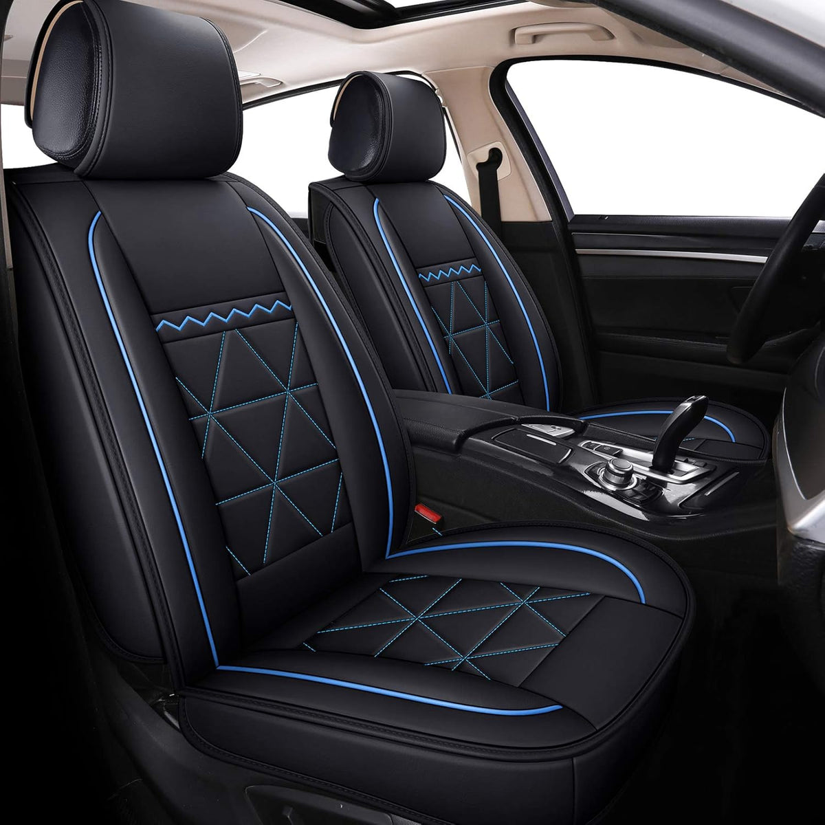 2 PCS Black Waterproof Faux Leather Car Seat Covers O168