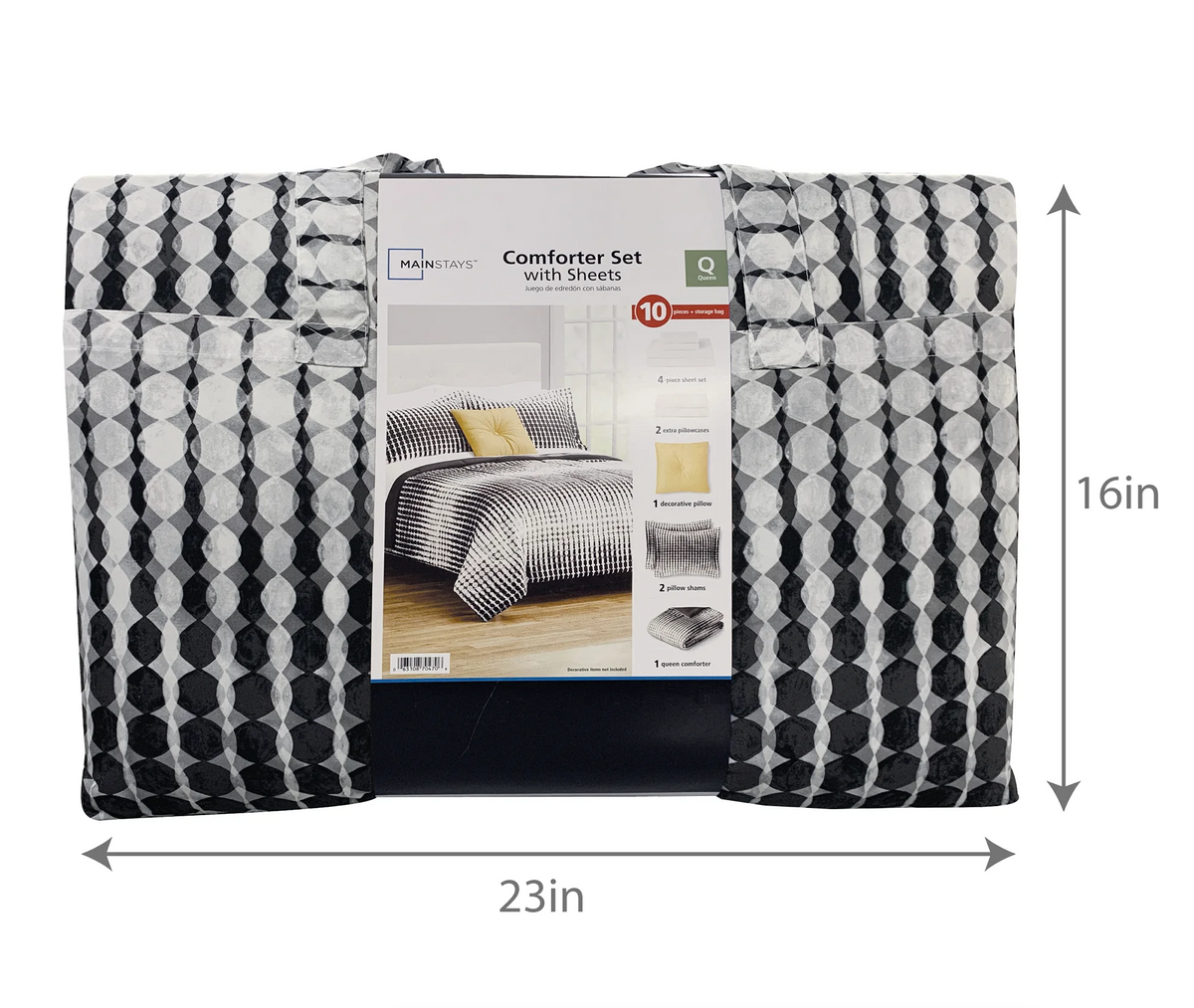 Rich Black Floral 10 Piece Queen Bed in a Bag Comforter Set T3026