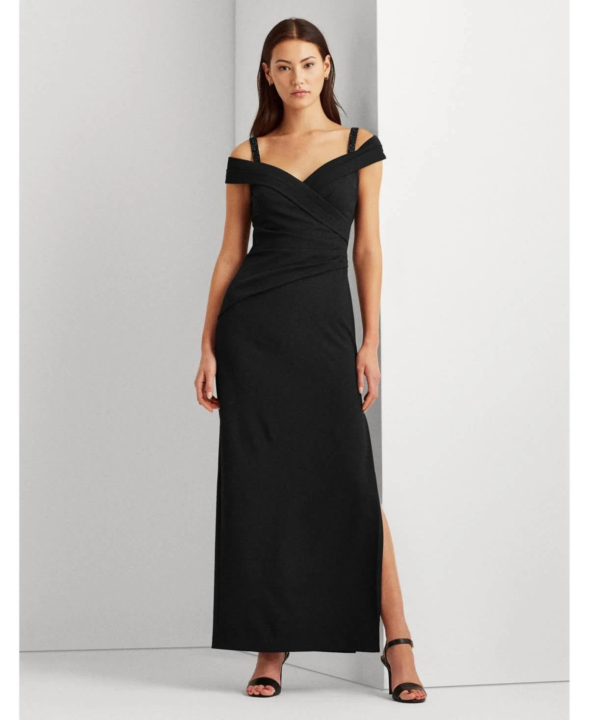 Black Off-The-Shoulder Gown S821898